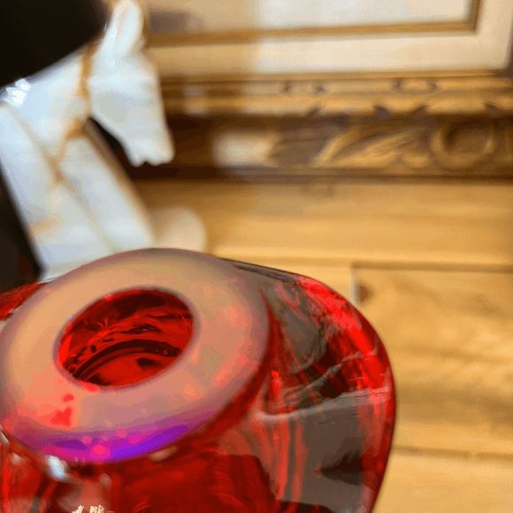 Vintage Viking Glass Ruby Red Owl Fairy Lamp 7 Inch 2-Piece "Owl Glimmer" - Picture 4 of 6